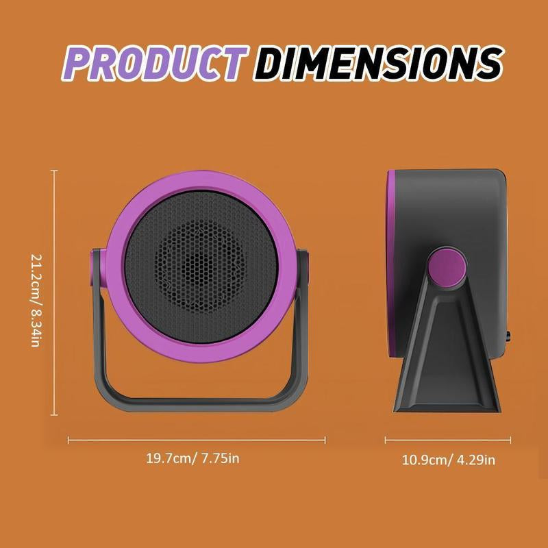 Portable Electric Space Heater Quiet Ceramic Heating Fan for Room Office, Electric Space Heater, Tabletop Heater with Overheat & Tip-Over Protection