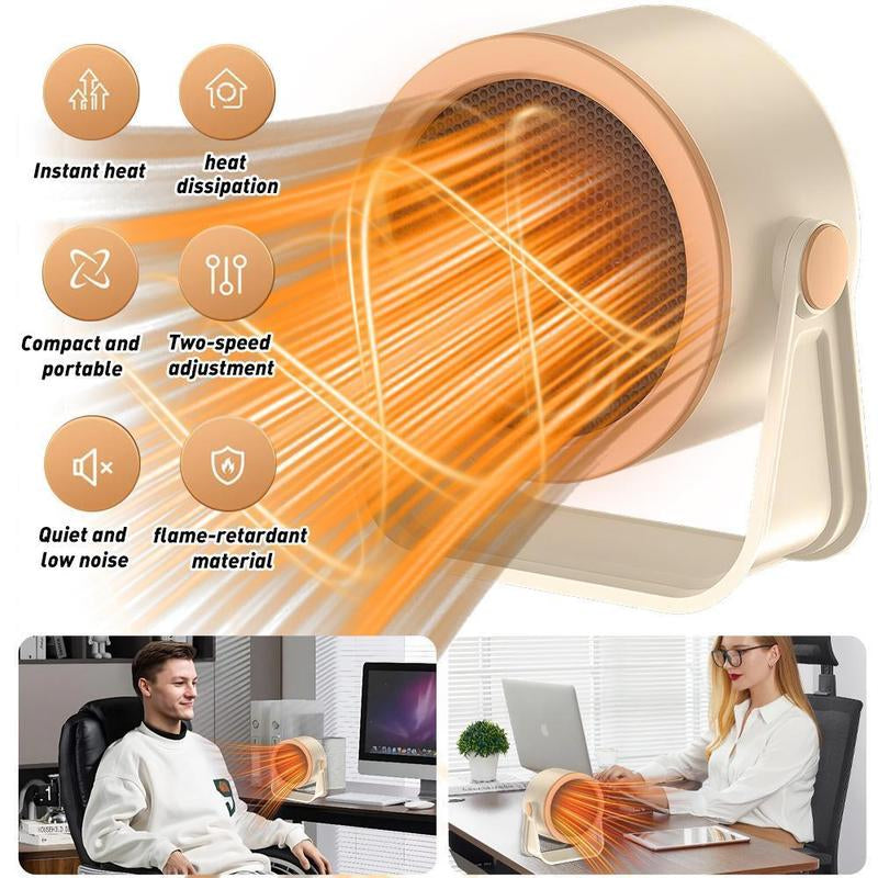 Portable Electric Space Heater Quiet Ceramic Heating Fan for Room Office, Electric Space Heater, Tabletop Heater with Overheat & Tip-Over Protection